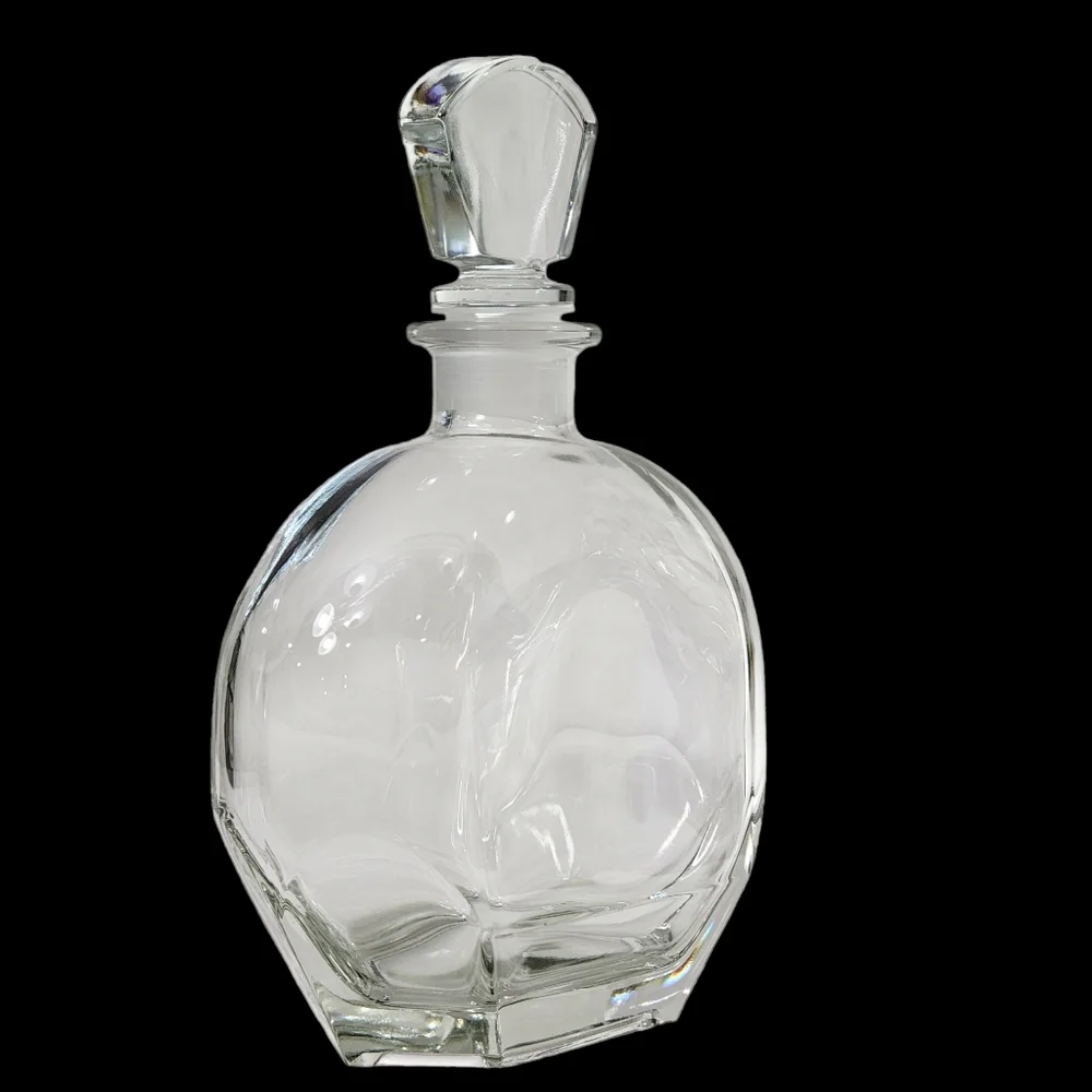 Vintage Italian Fine Clear Glass Bottle Carafe‎ Decanter With Stopper